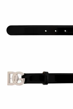 Dolce & Gabbana BLACK Patent leather belt with logo