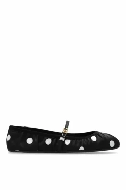 Dolce & Gabbana BLACK Satin ballet flats with polka dot pattern
