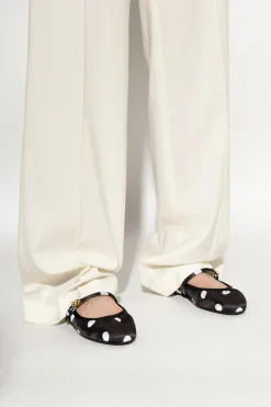Dolce & Gabbana BLACK Satin ballet flats with polka dot pattern