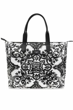 Dolce & Gabbana BLACK Shopper bag with 'Majolica' print