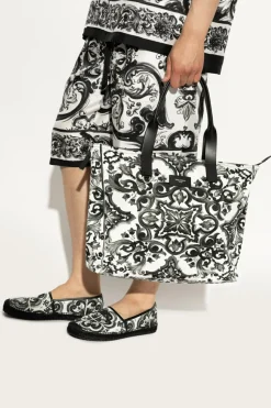 Dolce & Gabbana BLACK Shopper bag with 'Majolica' print