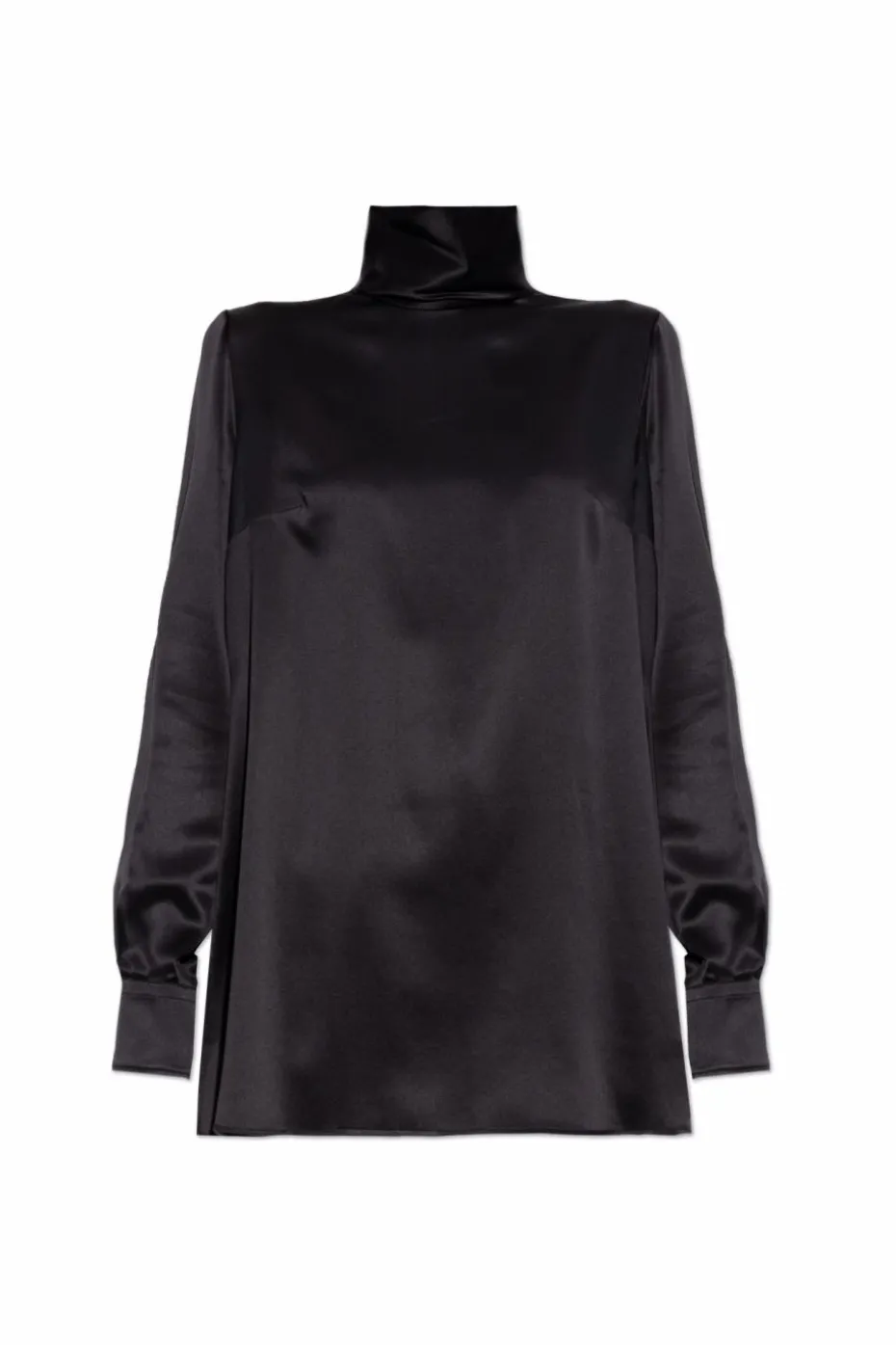 Dolce & Gabbana BLACK Silk top with stand-up collar