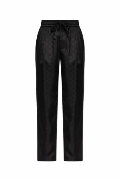Dolce & Gabbana BLACK Silk trousers with monogram