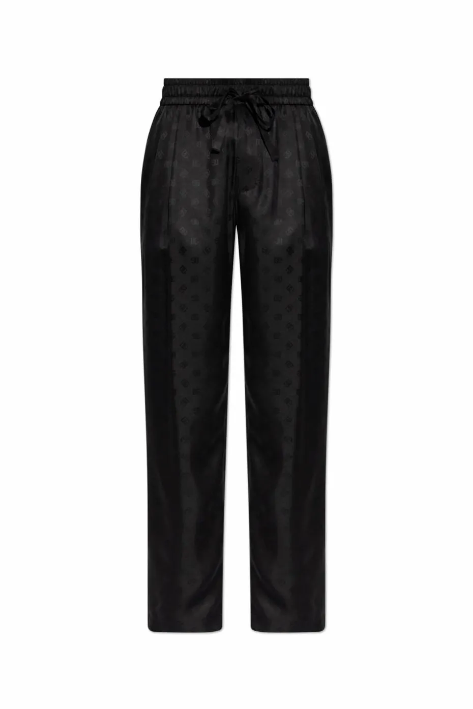 Dolce & Gabbana BLACK Silk trousers with monogram