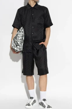 Dolce & Gabbana BLACK Silk shorts with monogram