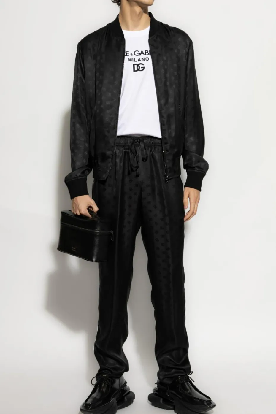 Dolce & Gabbana BLACK Silk pants with monogram