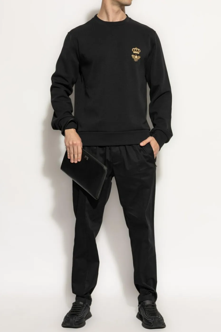 Dolce & Gabbana BLACK Sweatshirt with logo embroidered with lurex thread