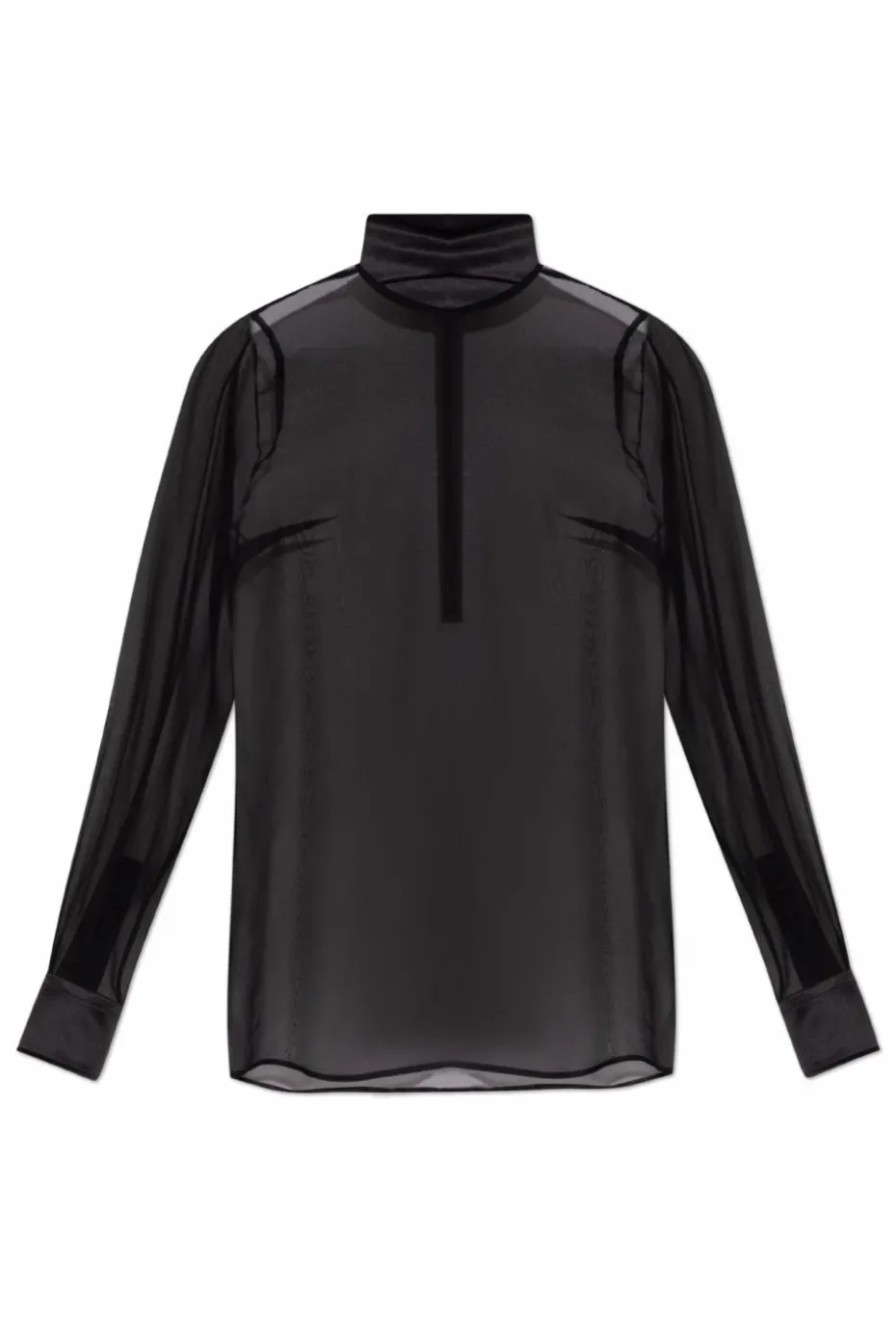 Dolce & Gabbana BLACK Transparent top with stand-up collar