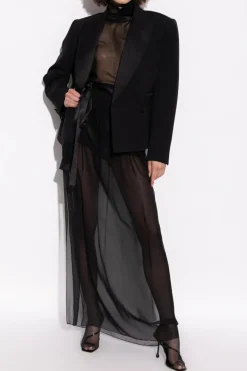 Dolce & Gabbana BLACK Transparent top with stand-up collar