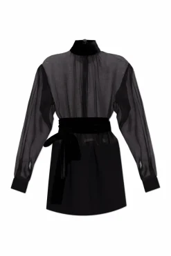 Dolce & Gabbana BLACK Transparent dress with velvet belt