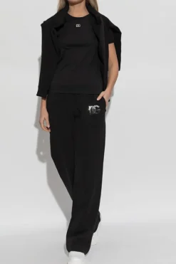 Dolce & Gabbana BLACK T-shirt with shimmering logo