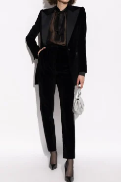 Dolce & Gabbana BLACK Velvet pants with side stripes