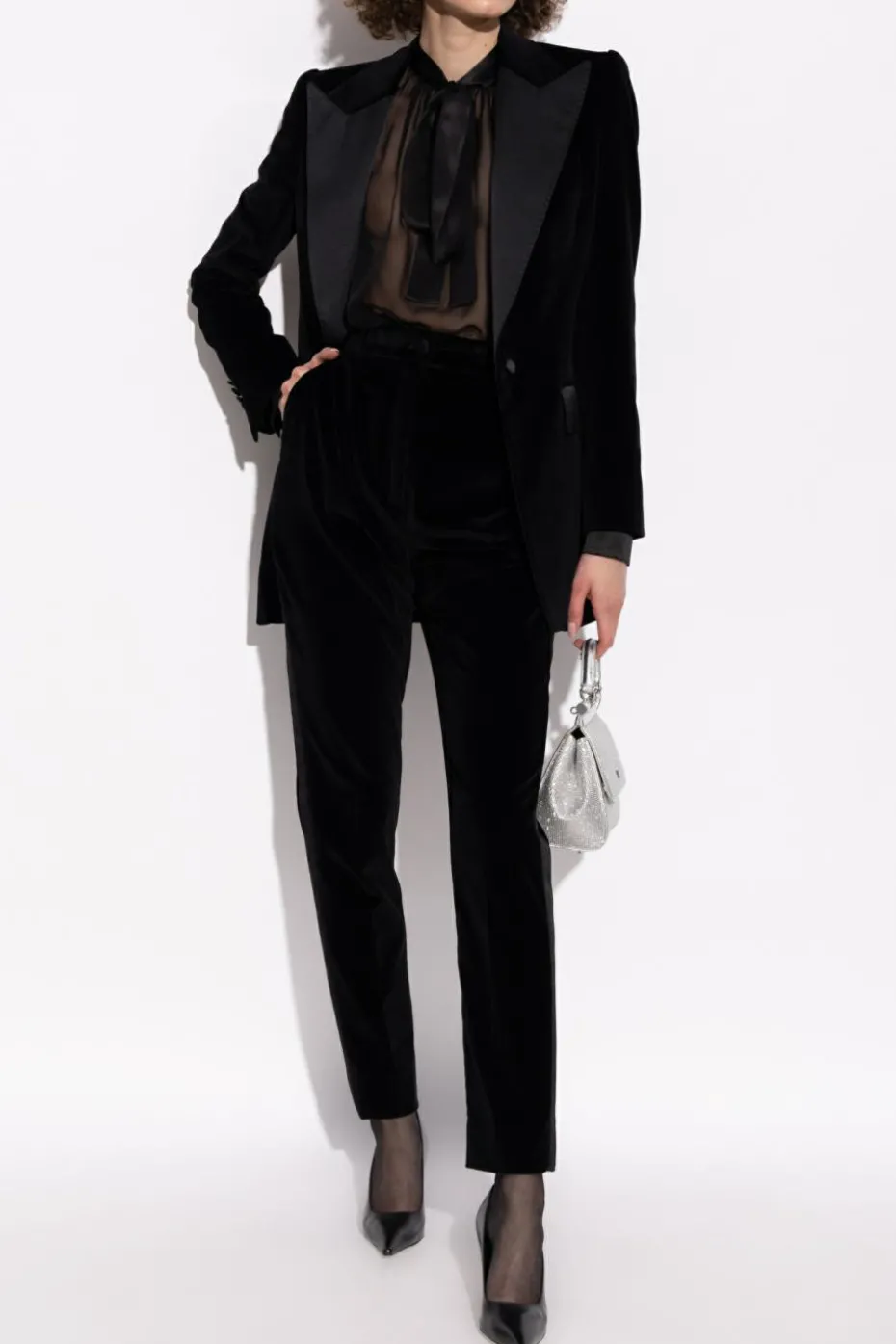 Dolce & Gabbana BLACK Velvet pants with side stripes