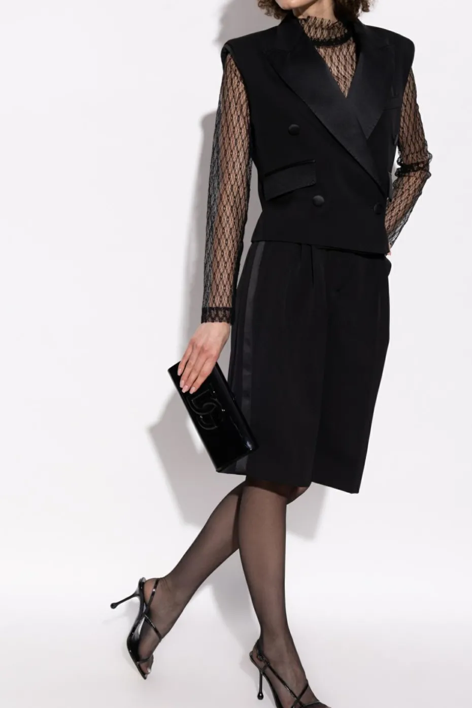Dolce & Gabbana BLACK Wool shorts with side stripes