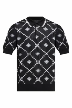Dolce & Gabbana BLACK Wool polo shirt with logo