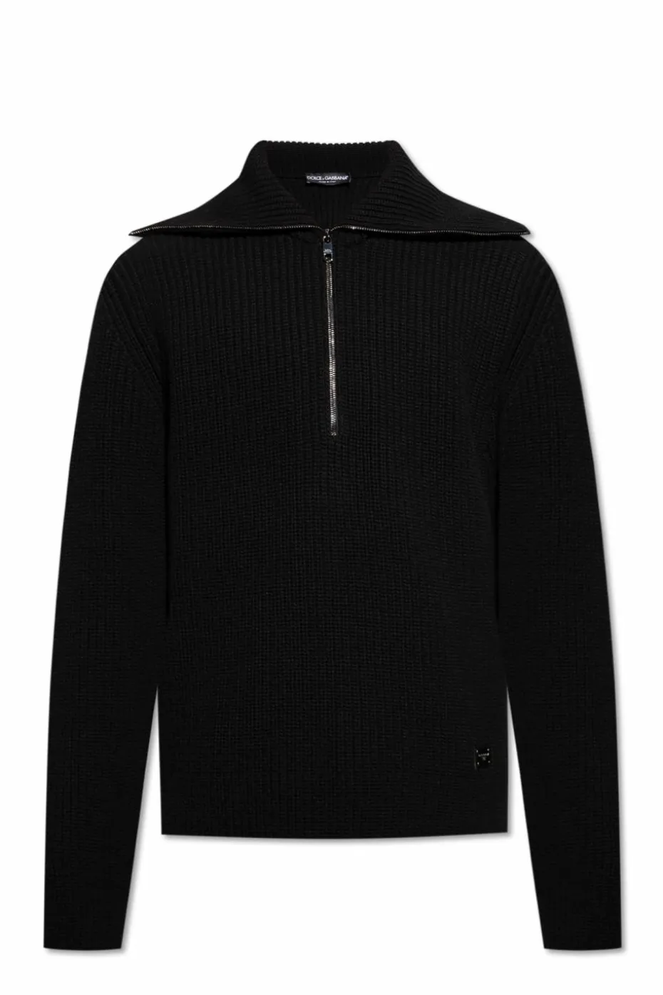 Dolce & Gabbana BLACK Wool sweater with wide collar
