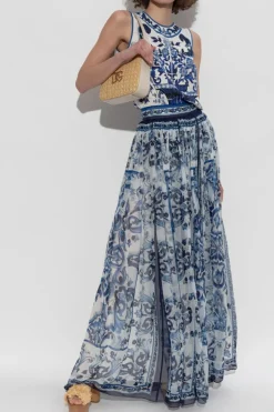 Dolce & Gabbana BLUE Silk skirt with print