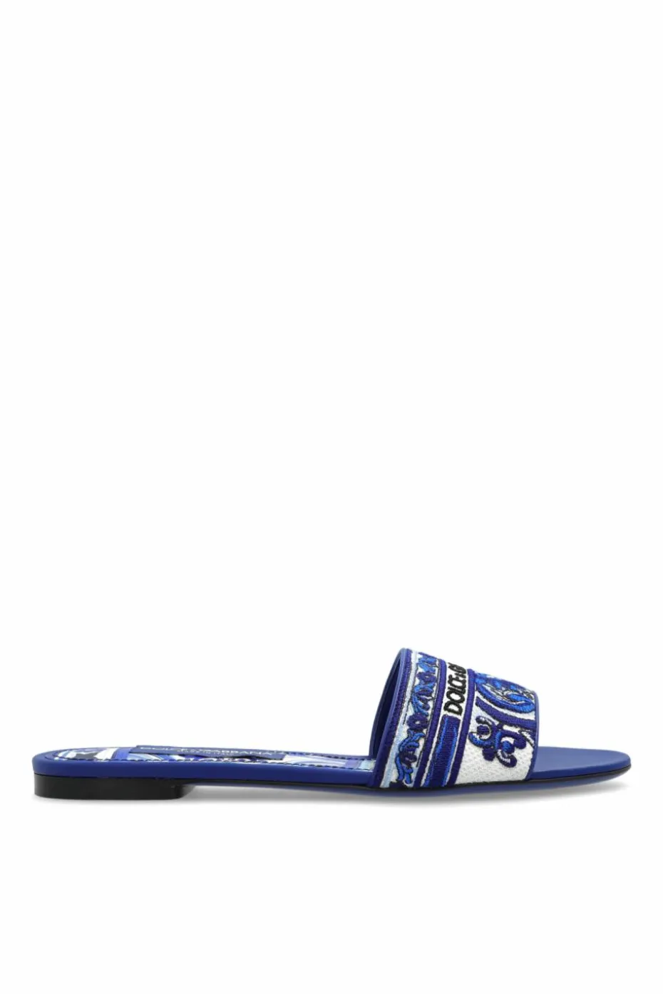 Dolce & Gabbana BLUE Slides with "Majolica" pattern