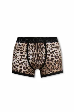 Dolce & Gabbana BROWN Boxers with leopard print