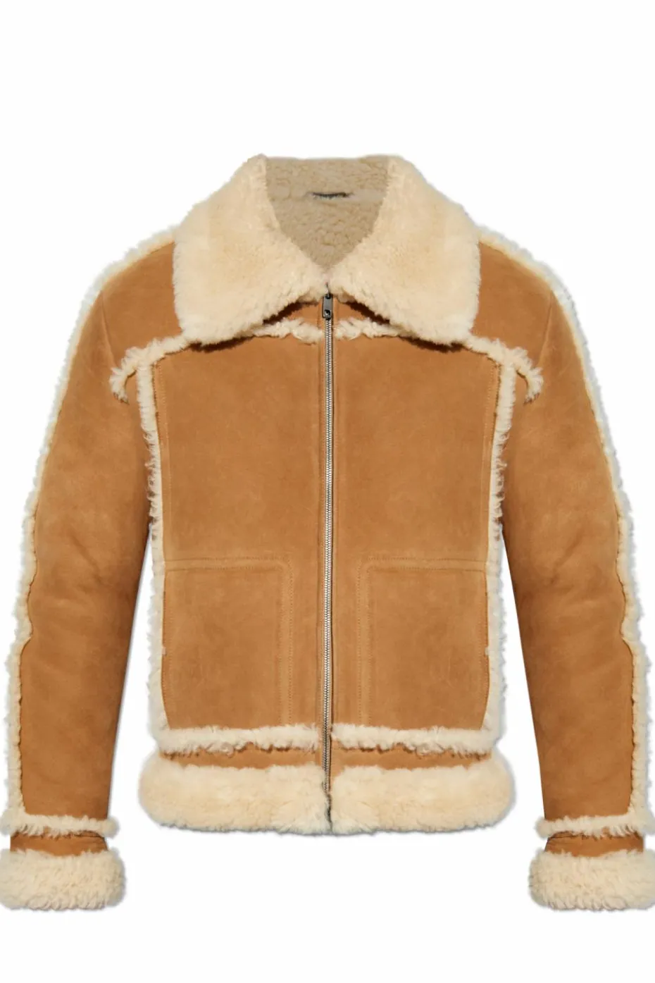 Dolce & Gabbana BROWN Sheepskin coat with pockets