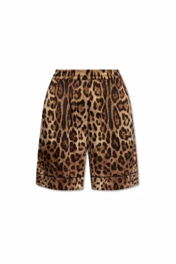 Dolce & Gabbana BROWN Shorts with animal motif
