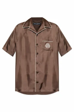 Dolce & Gabbana BROWN Silk shirt with pocket