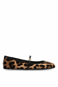 Dolce & Gabbana BROWN Velvet ballerinas with animal motif