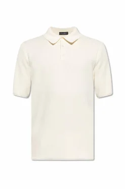 Dolce & Gabbana cream Ribbed polo shirt