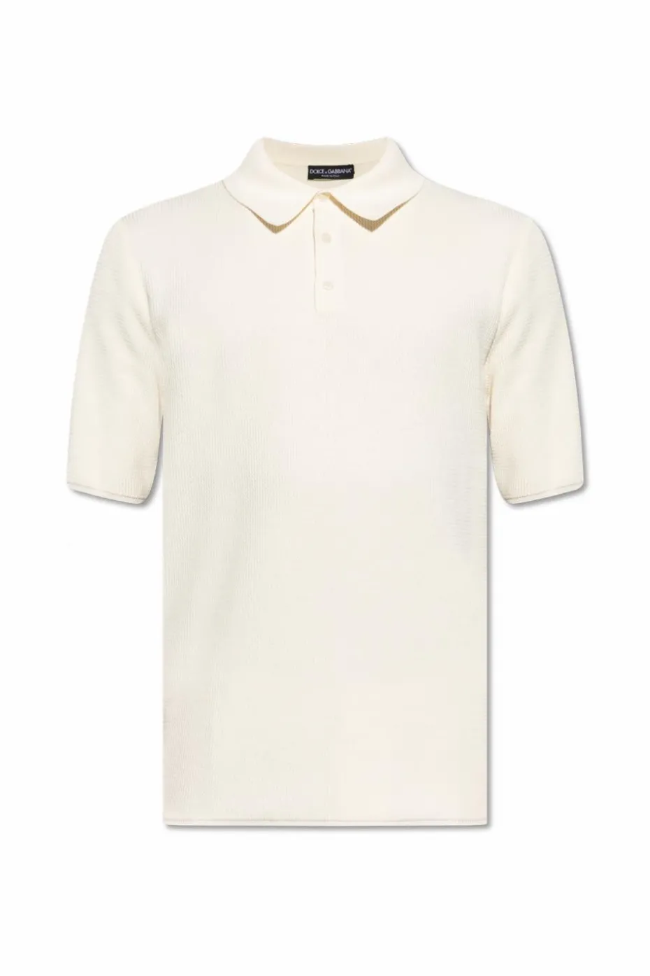 Dolce & Gabbana cream Ribbed polo shirt