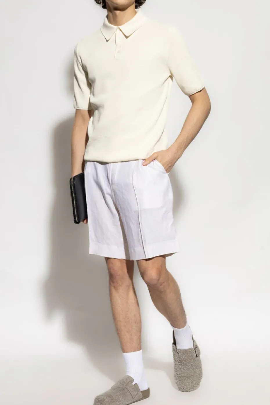 Dolce & Gabbana cream Ribbed polo shirt