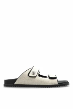 Dolce & Gabbana cream Slides with a logo-shaped appliquƩ