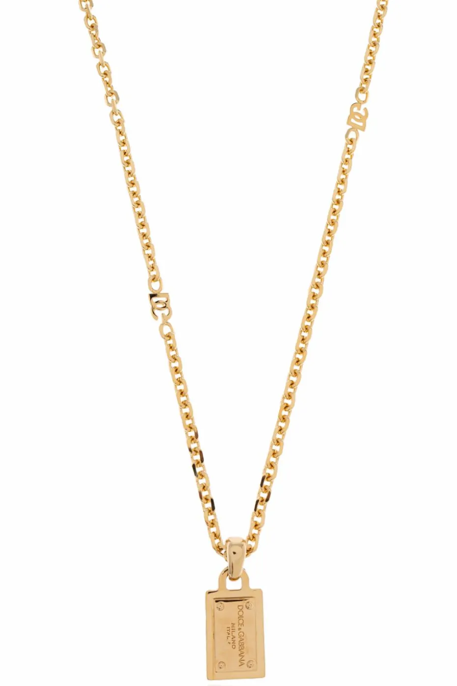 Dolce & Gabbana GOLD Necklace with a pendant engraved with a logo