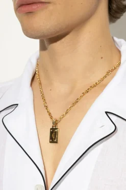 Dolce & Gabbana GOLD Necklace with a pendant engraved with a logo