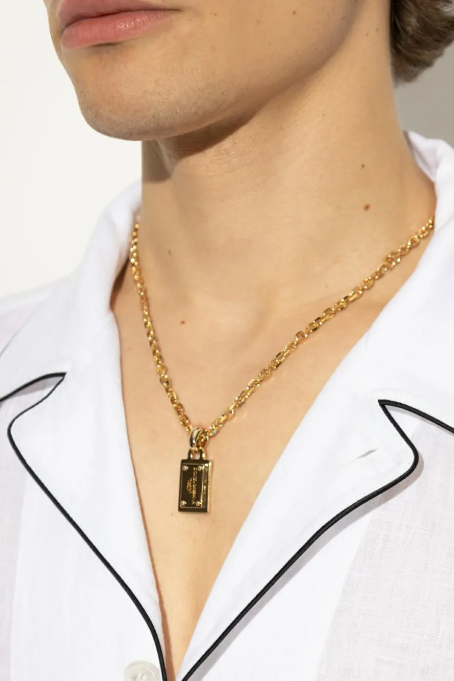 Dolce & Gabbana GOLD Necklace with a pendant engraved with a logo