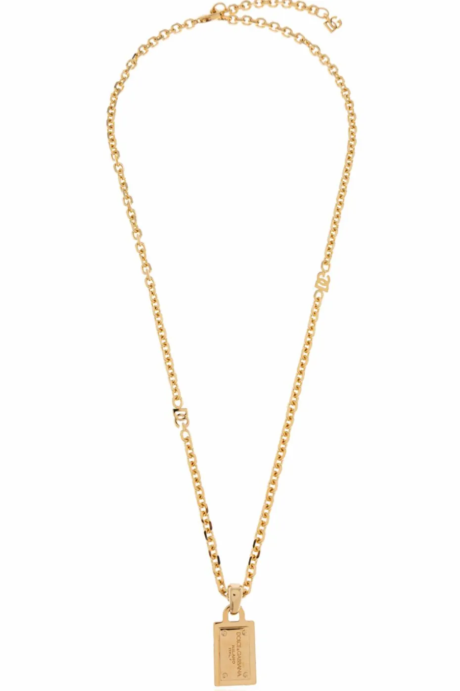 Dolce & Gabbana GOLD Necklace with a pendant engraved with a logo
