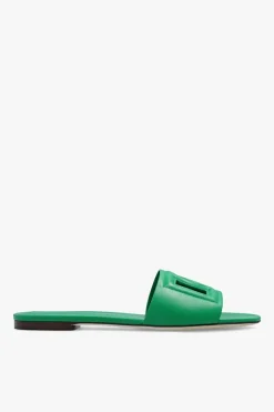 Dolce & Gabbana GREEN āBiancaā leather slides