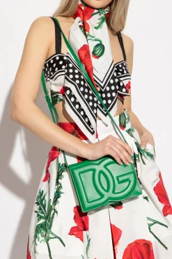 Dolce & Gabbana GREEN Leather shoulder bag with logo