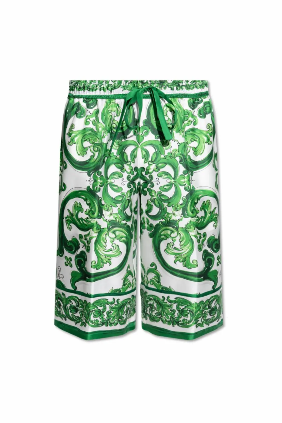Dolce & Gabbana GREEN Shorts with 'Majolica' Print