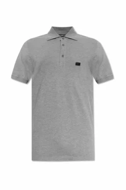 Dolce & Gabbana GREY Cotton polo with appliquƩ