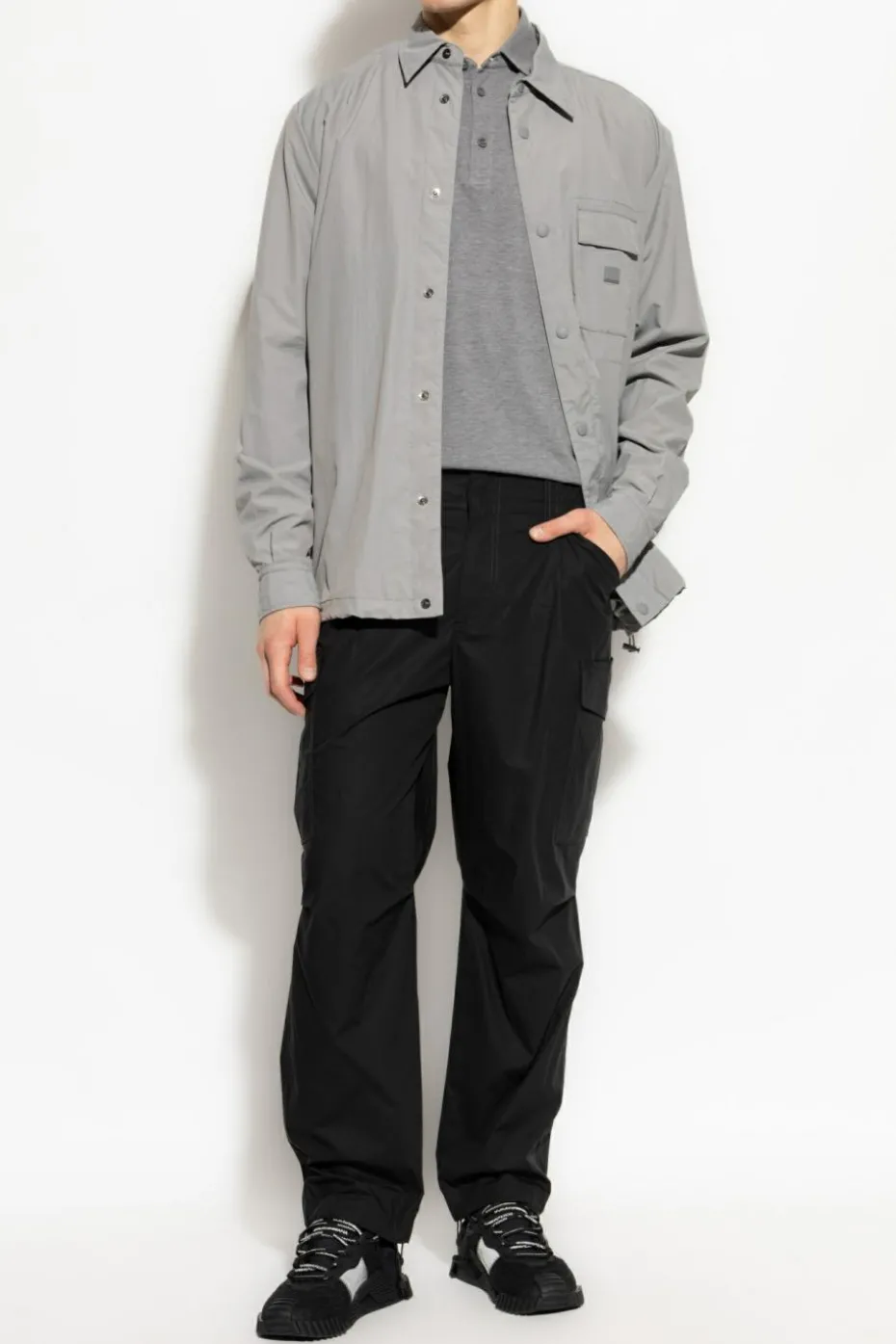 Dolce & Gabbana GREY Cotton polo with appliqué
