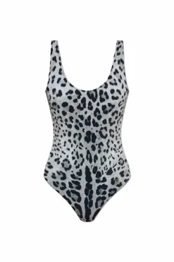 Dolce & Gabbana GREY One-piece swimsuit with animal print