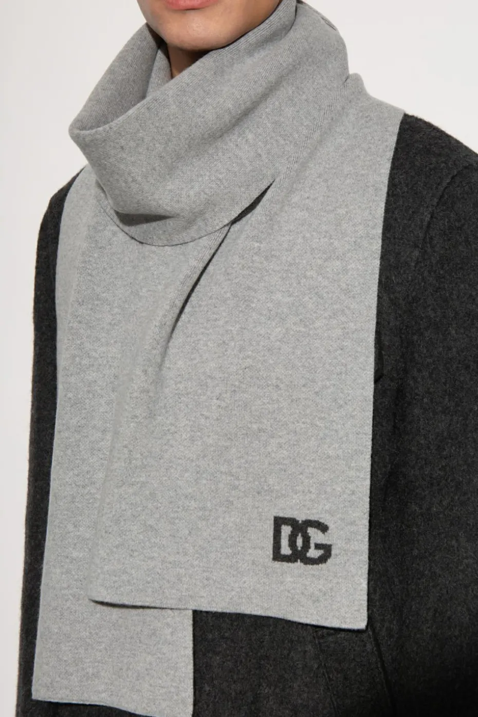 Dolce & Gabbana GREY Scarf with embroidered logo