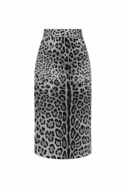 Dolce & Gabbana GREY Silk skirt with animal pattern