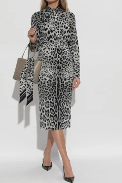 Dolce & Gabbana GREY Silk skirt with animal pattern