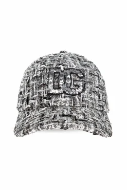 Dolce & Gabbana GREY Tweed cap with lurex thread