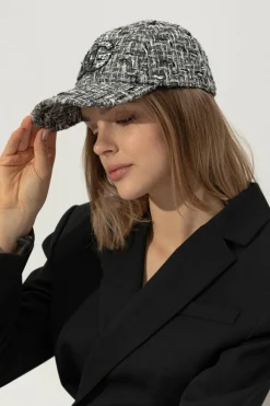 Dolce & Gabbana GREY Tweed cap with lurex thread