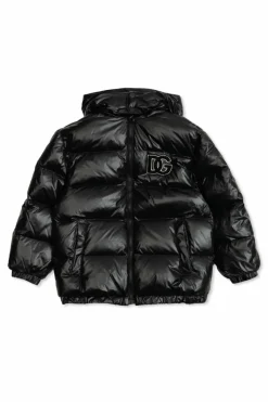 Dolce & Gabbana Kids BLACK Down jacket with detachable collar