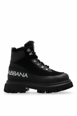 Dolce & Gabbana Kids BLACK Ankle boots with logo