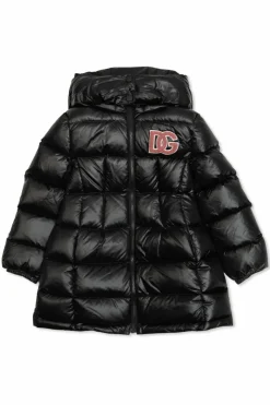Dolce & Gabbana Kids BLACK Down jacket with detachable collar