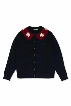 Dolce & Gabbana Kids NAVY BLUE Cardigan with lace collar